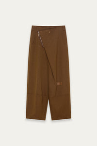 LAMAR ZIP CARROT WIDE TROUSER MARSH BROWN (NAMESAKE EXCLUSIVE)