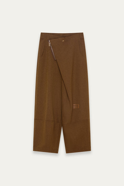 LAMAR ZIP CARROT WIDE TROUSER MARSH BROWN (NAMESAKE EXCLUSIVE)