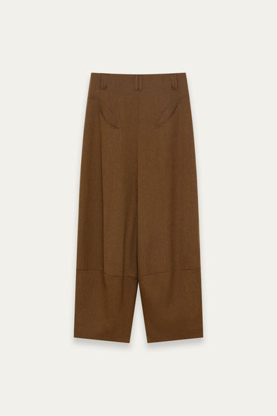 LAMAR ZIP CARROT WIDE TROUSER MARSH BROWN (NAMESAKE EXCLUSIVE)