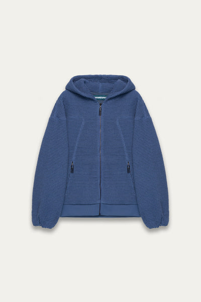 EARL WAFFLE ZIP HOODIE DEPTH BLUE