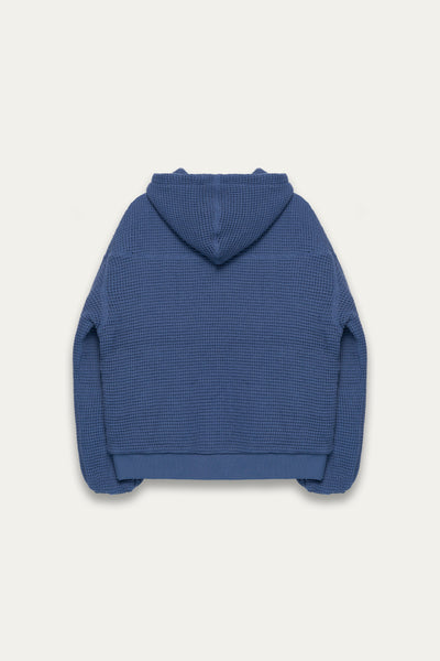 EARL WAFFLE ZIP HOODIE DEPTH BLUE