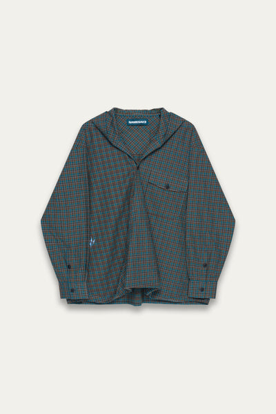 RUS TWIST HOODED SHIRT TERRAIN GREEN PLAID