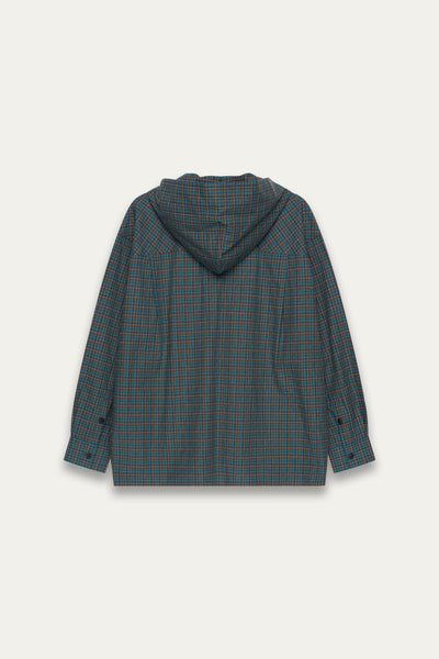 RUS TWIST HOODED SHIRT TERRAIN GREEN PLAID