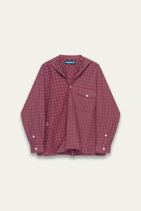 RUS TWIST HOODED SHIRT SUNSET RED PLAID