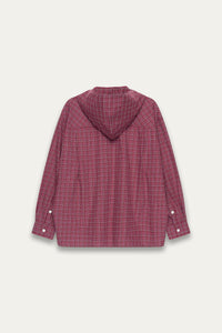 RUS TWIST HOODED SHIRT SUNSET RED PLAID