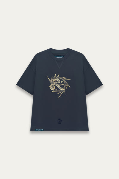 TOBI OVERSIZED RUNNER TEE FOG NAVY