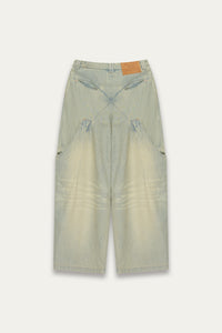 BILLIE BIBS DENIM PANTS INDIGO STRIPE