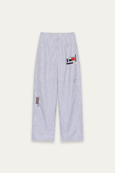 LANKA PLEATED WIDE TROUSERS RECYCLE PLAID