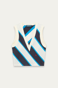 TAYLOR GOLFER SPORT VEST BLUEJAY IVORY