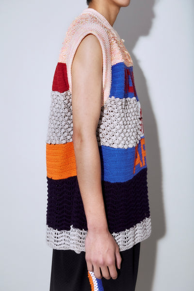 WARHOL CROCHET VEST MULTI RAINBOW